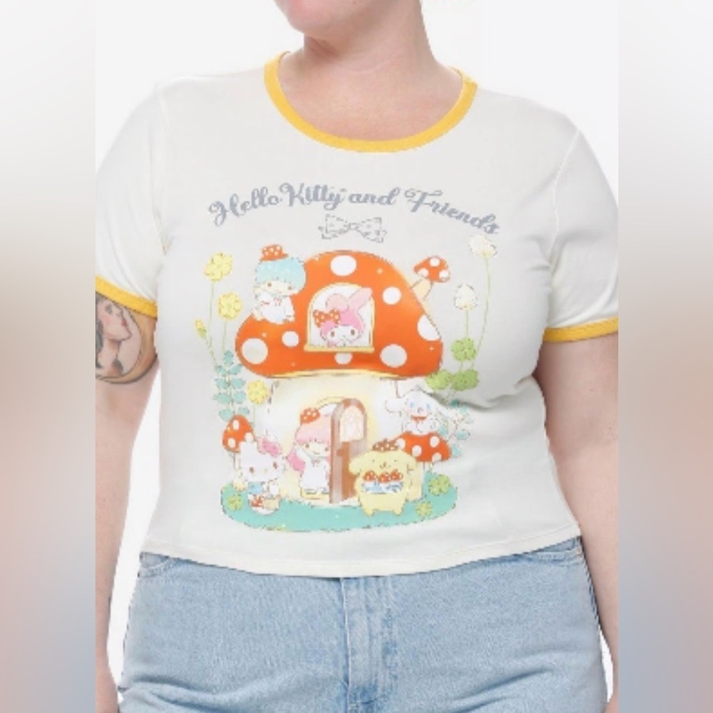 Hello Kitty And Friends Mushroom Girls Ringer Baby T-Shirt Size Small